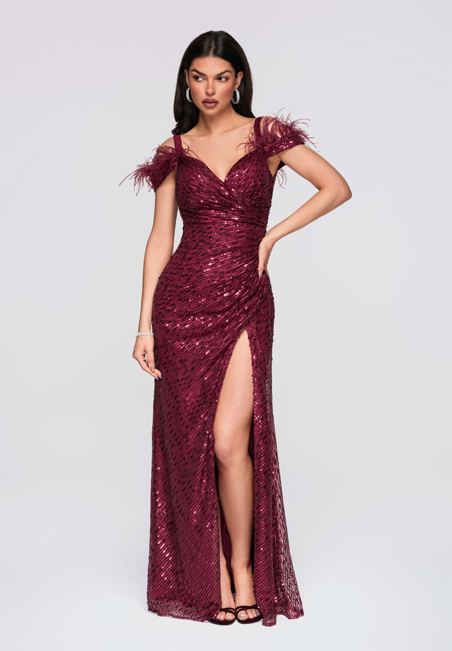 Evening dress LA-OM-DLR281 - burgundy
