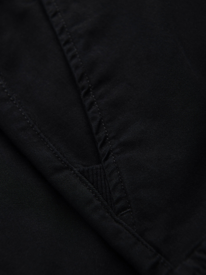 Men's cotton cargo shorts with elastic waistband - black V4 OM-SRCG-0190