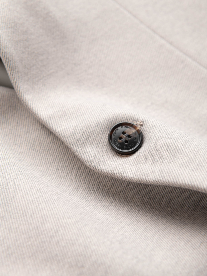 Men's melange rayon jacket with stand-up collar - beige melange V3 OM-BLZB-0131