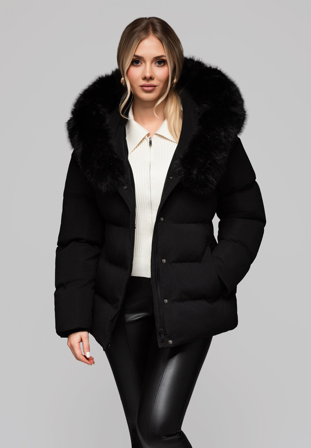 Women's insulated jacket with fur OW-JALP-0103 v2 - black