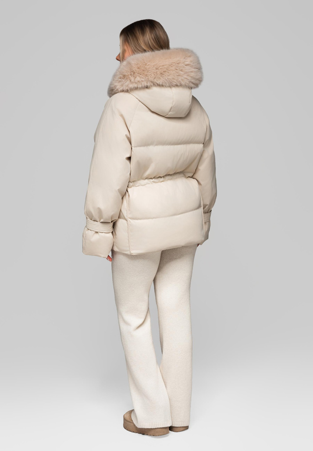 Women's insulated jacket with fur OW-JAHP-0105 v2 - beige