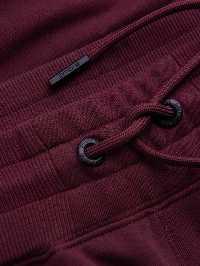 Szorty męskie dresowe przed kolano BASIC – bordowe V3 OM-SRBS-0149