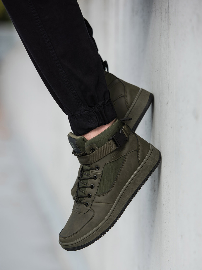 Buty męskie sneakersy za kostkę - khaki V4 T317