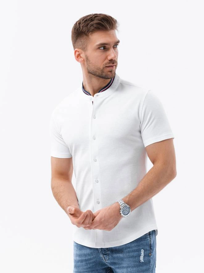 Men's short sleeve knit shirt - white V1 K543