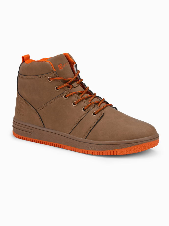 Buty męskie ocieplane sneakersy za kostkę - camel V5 OM-FOSH-0123