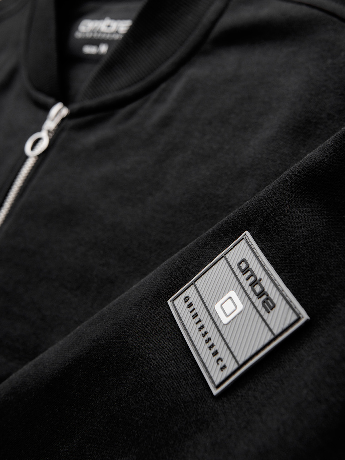 Cotton unbuttoned men's sweatshirt bomber - black V5 OM-SSZP-0215