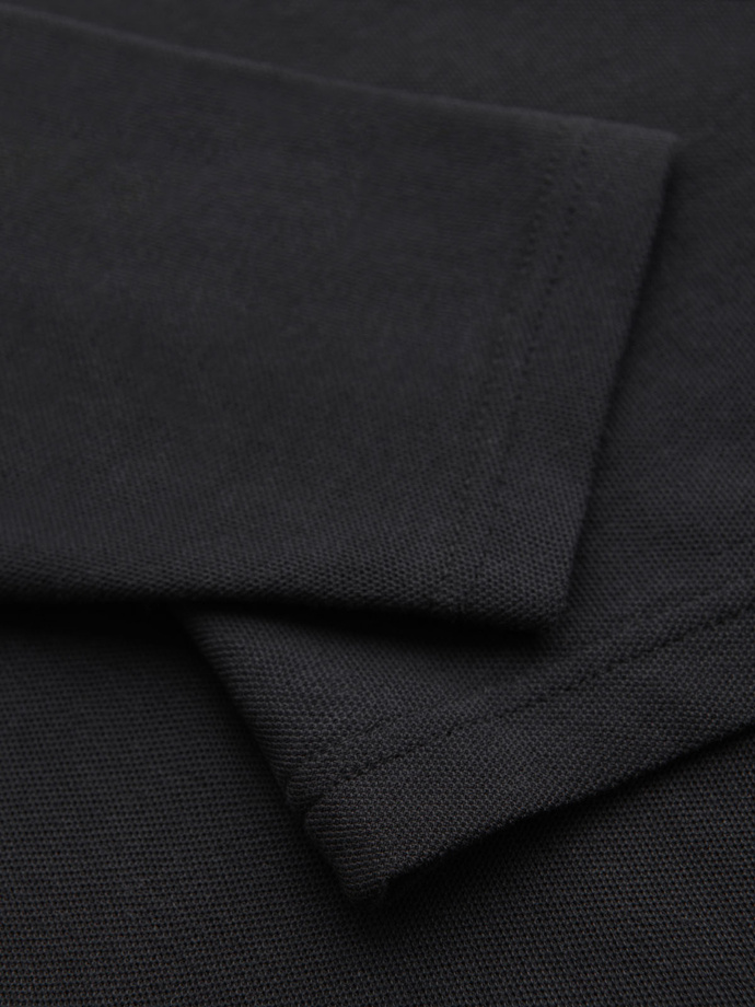 BASIC men's polo collar longsleeve - black V2 OM-POBL-0114