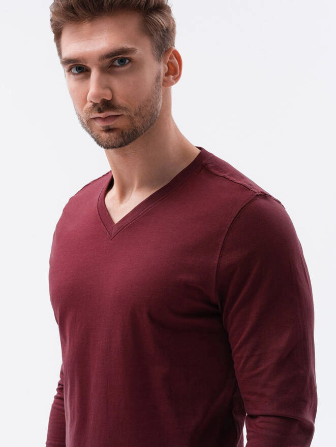 Men's plain longsleeve - dark red L136