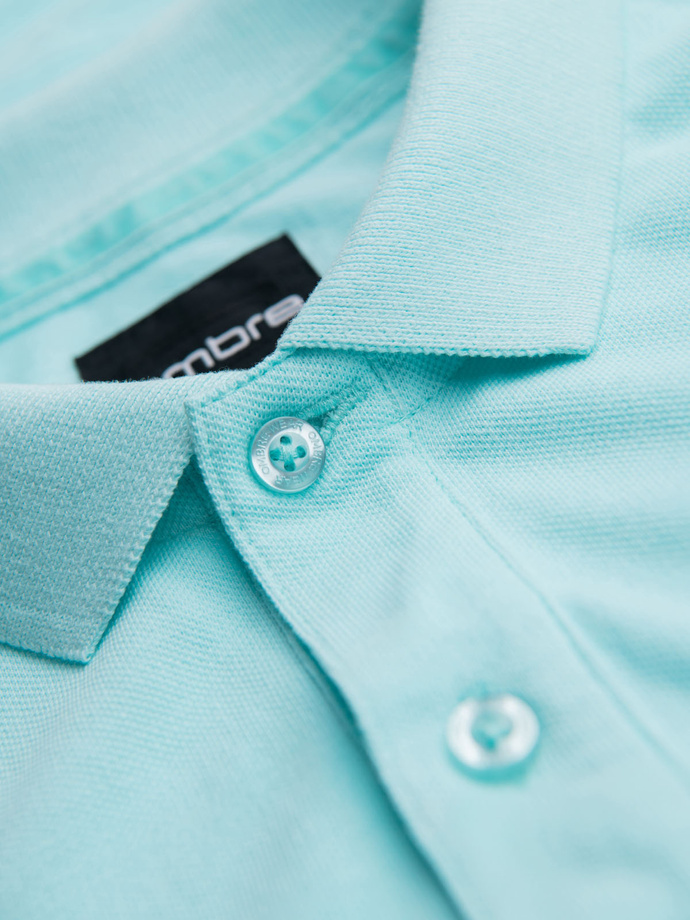 Cotton pique knit polo shirt - blue V2 OM-POSS-0103