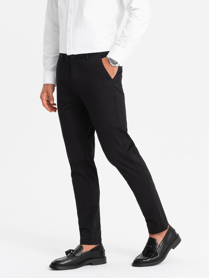 Jednolite męskie spodnie chinosy SLIM FIT – czarne V5 OM-PACP-0183