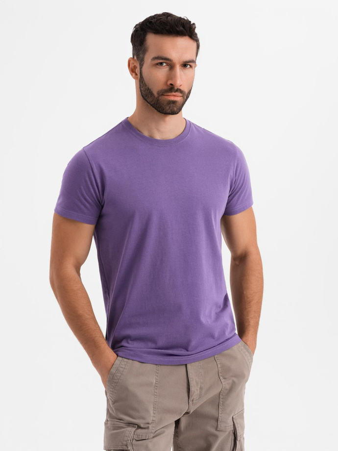 Men's classic cotton BASIC T-shirt - purple V13 OM-TSBS-0236