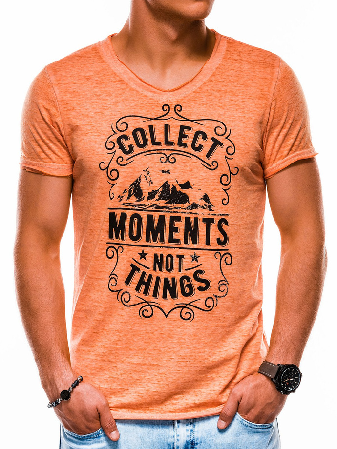 Men's printed t-shirt - orange S1148