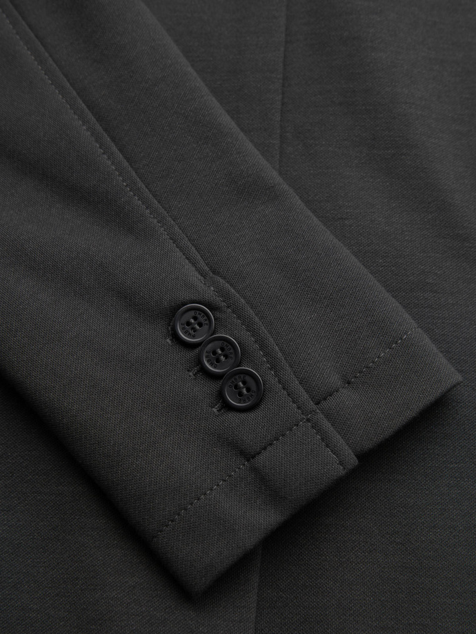 Men's SLIM knit jacket with subtle texture - graphite V1 OM-BLZB-0101