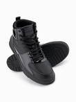 Men's high boots sneakers with shiny elements - black V1 OM-FOSH-0178