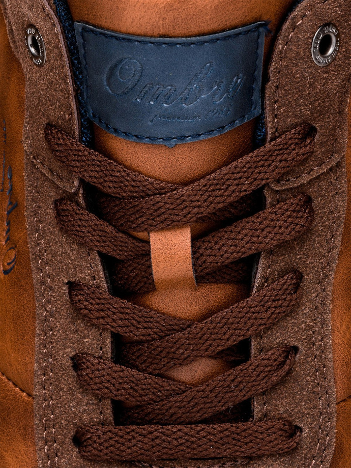 Buty męskie sneakersy - brązowe V1 T332
