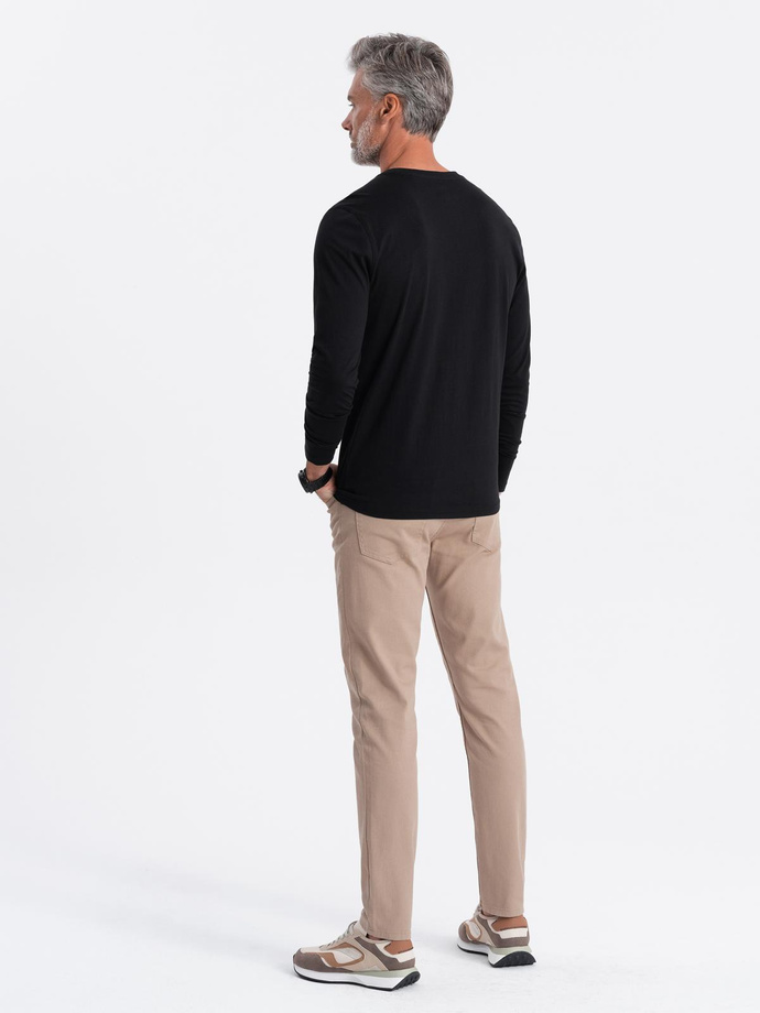 Longsleeve męski BASIC z okrągłym dekoltem - czarny V1 OM-LSBL-0106
