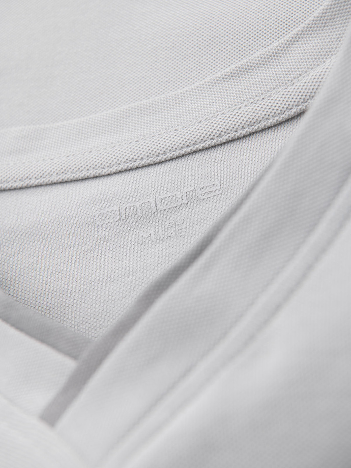 Men's T-shirt with contrasting inserts and crew neckline - light grey V4 OM-TSCT-0198