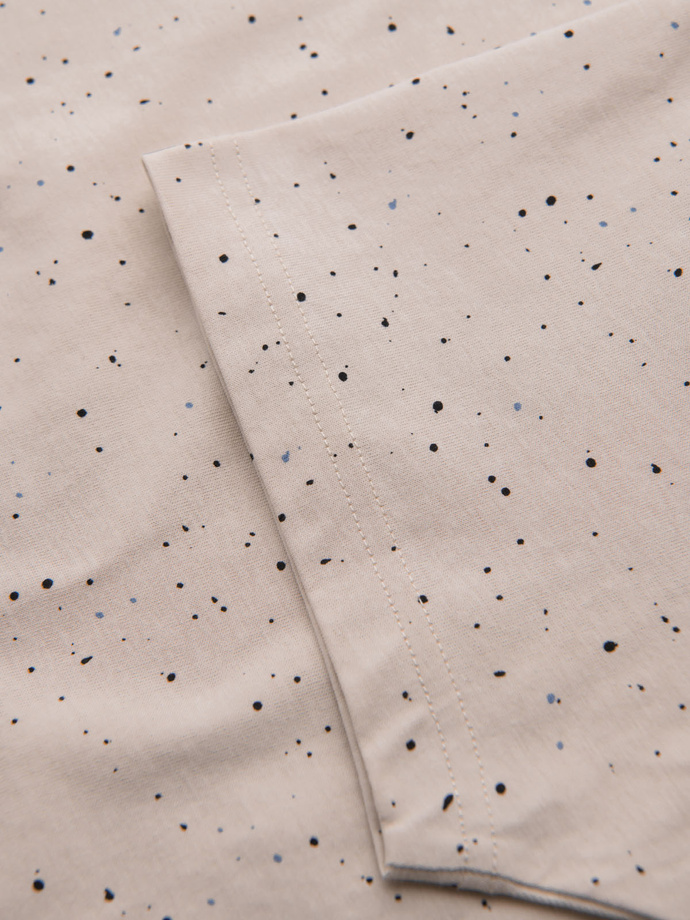 Men's printed cotton t-shirt with round neckline - beige V2 OM-TSFP-0186