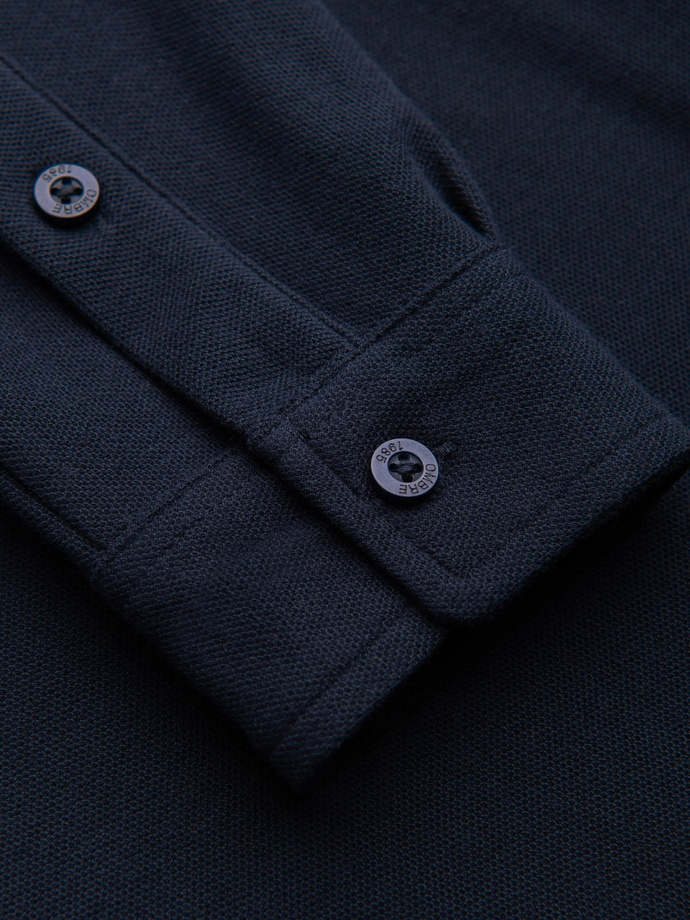 Men's long sleeve knit shirt - navy blue V2 K542