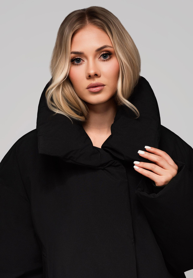 Women's quilted jacket with stand-up collar OW-JALP-0101 v1 - black