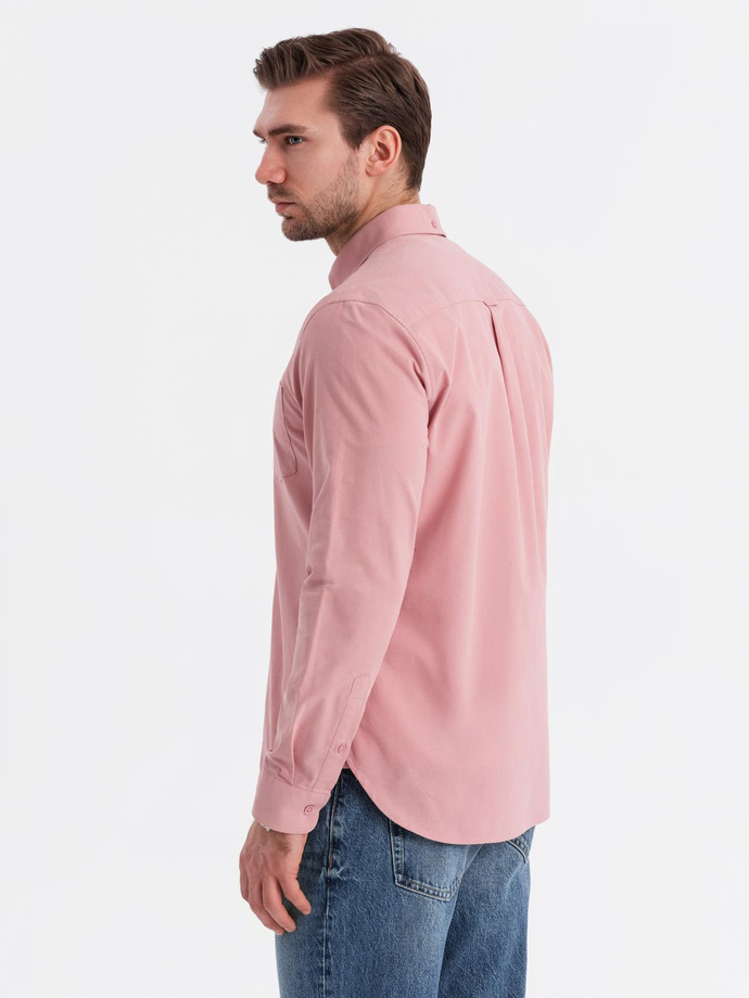 Men's REGULAR FIT cotton shirt with pocket - pink V3 OM-SHOS-0153