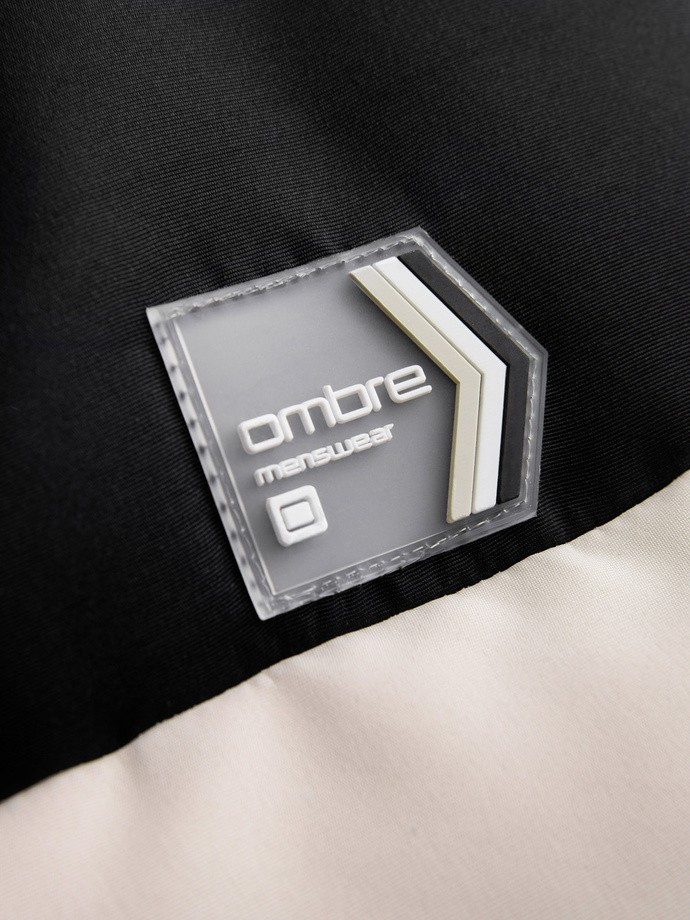 Męski pikowany bezrękawnik w kontrastowych kolorach - kremowy V1 OM-JAVJ-0161