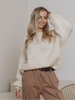 Women's boxy sweater ELR025 - ecru
