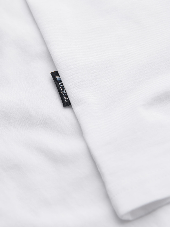 Męski klasyczny bawełniany T-shirt BASIC - biały V4 OM-TSBS-0236