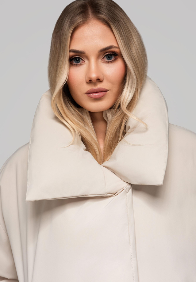 Women's quilted jacket with stand-up collar OW-JALP-0101 v2 - beige