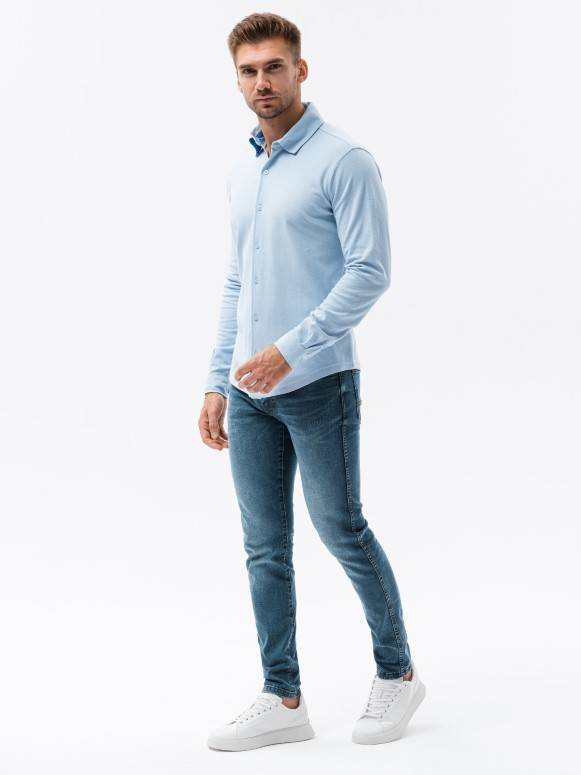 Men's long sleeve knit shirt - blue V3 K540