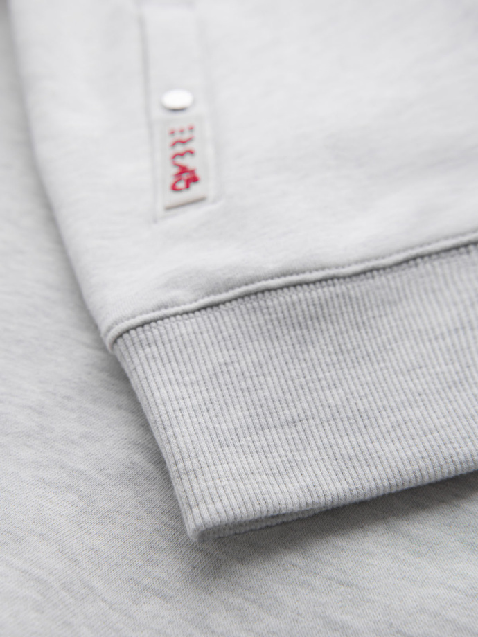 Men's sweatshirt with high collar and stripes - grey melange V1 OM-SSZP-0219