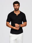 Men's knitted unbuttoned polo shirt - black V3 OM-POSS-0157