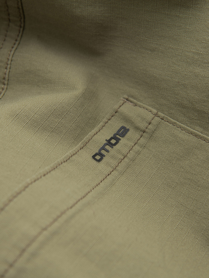 Męskie spodnie JOGGERY z zapinanymi kieszeniami cargo - jasnooliwkowe V1 OM-PAJO-0135