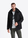 Men's insulated jacket with hood - black V5 OM-JAHP-0128