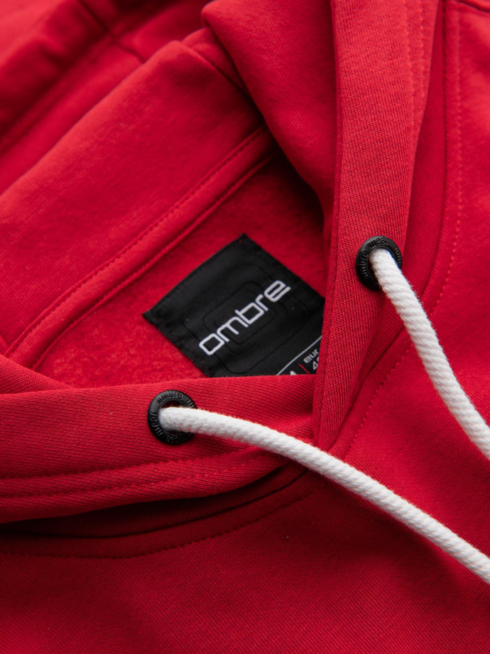 Men's hooded sweatshirt with college print - red V1 B1714