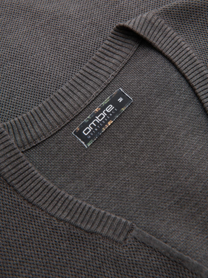 Structured men's cardigan sweater with pockets - graphite melange V2 OM-SWCD-0109