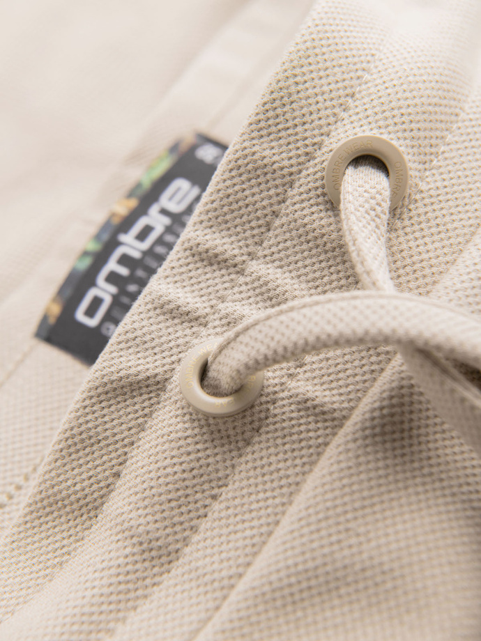 Dzianinowe męskie szorty z podwiniętymi nogawkami –  piaskowe V3 OM-SRCS-0170