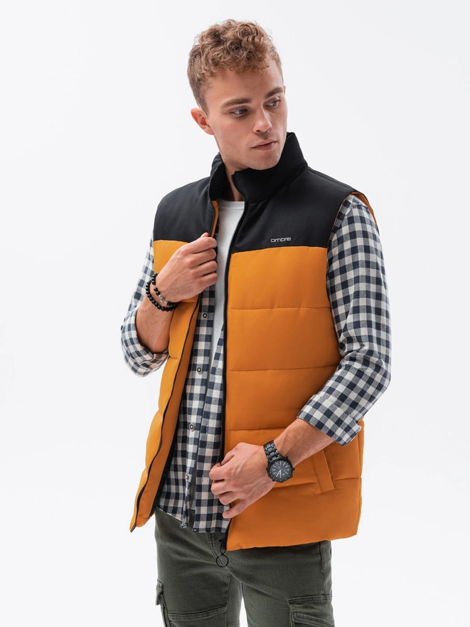 MEN'S QUILTED SLEEVELESS V63 - MUSTARD