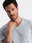 BASIC men's classic cotton tee-shirt with a crew neckline - grey melange V16 OM-TSBS-0145