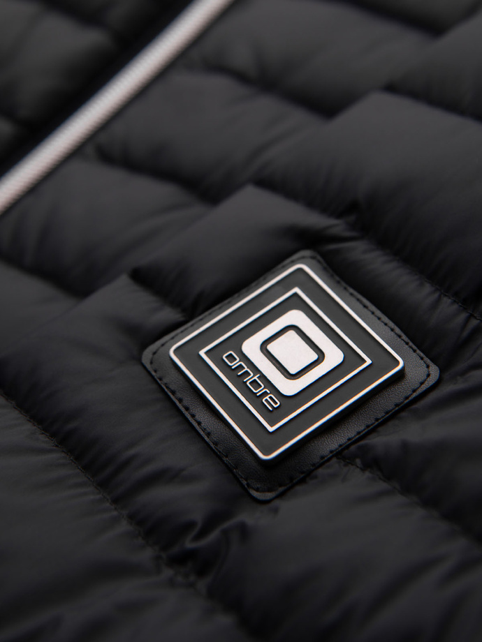 Ultralekka męska kurtka z naturalnym puchem z możliwością schowania w worek – czarna V1 OM-JALP-0211