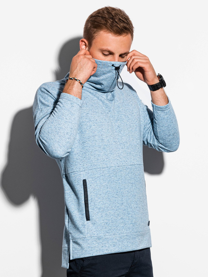 Men's sweatshirt with a stand-up collar - blue B1096