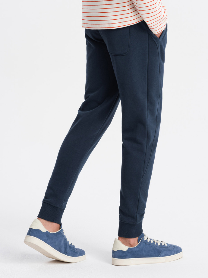 BASIC men's cotton jogger sweatpants - navy blue V1 OM-PABS-0174