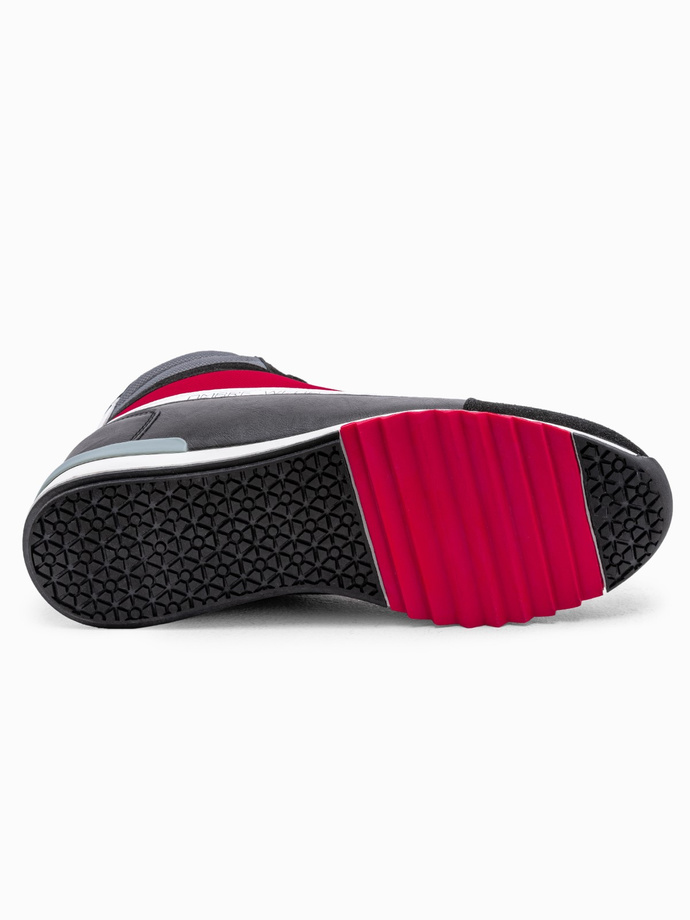 Buty męskie sneakersy za kostkę - czarno-czerwone V4 T358