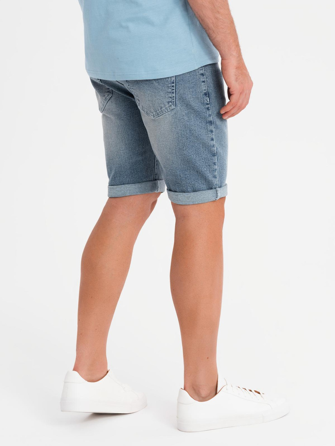 Men's denim shorts with rolled up leg - light blue V1 OM-SRDS-0164