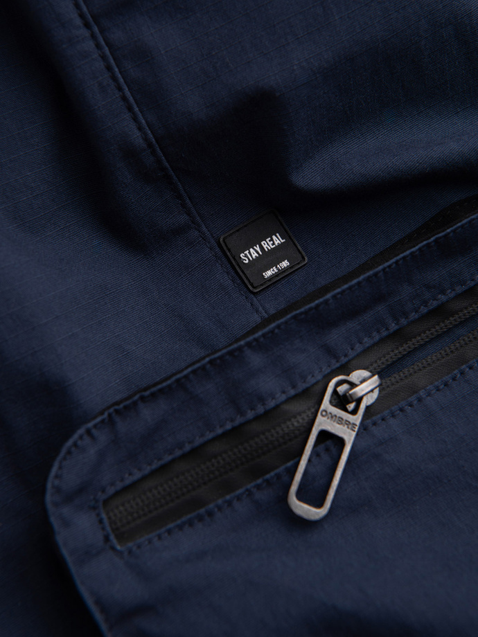 Men's JOGGER pants with zippered cargo pockets - navy blue V5 OM-PAJO-0135