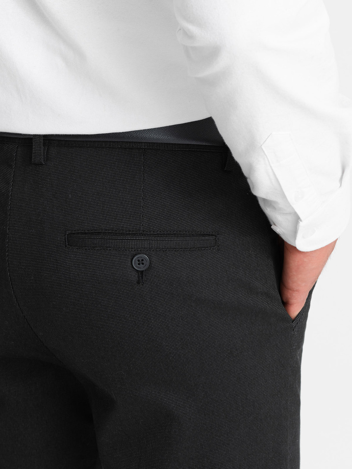 Men's classic chino pants with fine texture - black V5 OM-PACP-0188