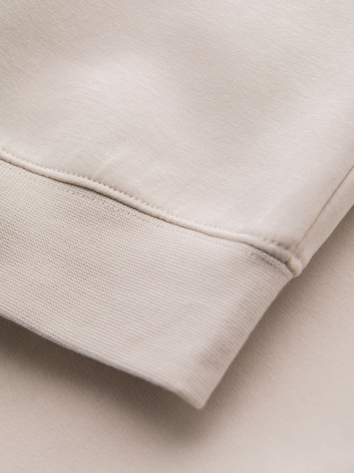 Men's sweatpants with ribbed cuffs and decorative zipper - sand V6 OM-PASK-0226