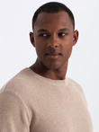 Men's mélange structured knit sweater - sand V3 OM-SWSW-0142