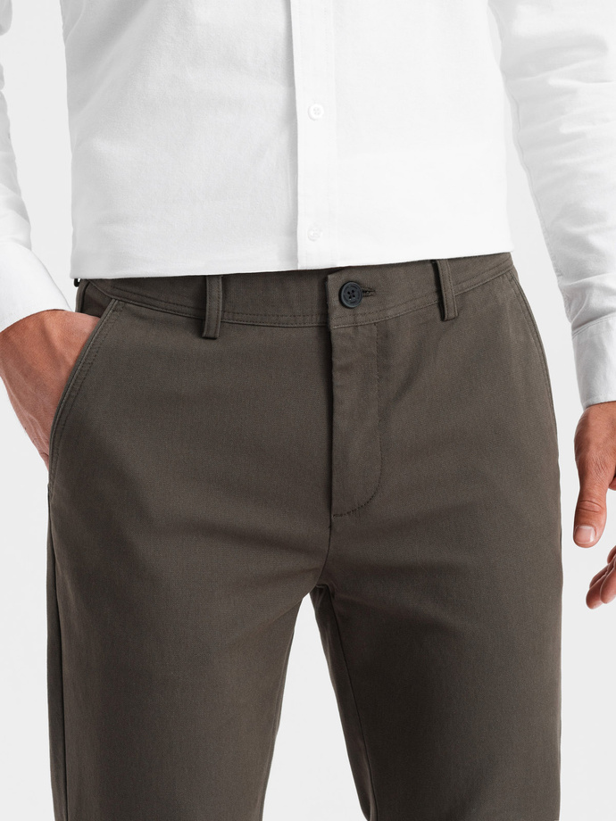 Classic men's softly textured chino pants - khaki V2 OM-PACP-0188