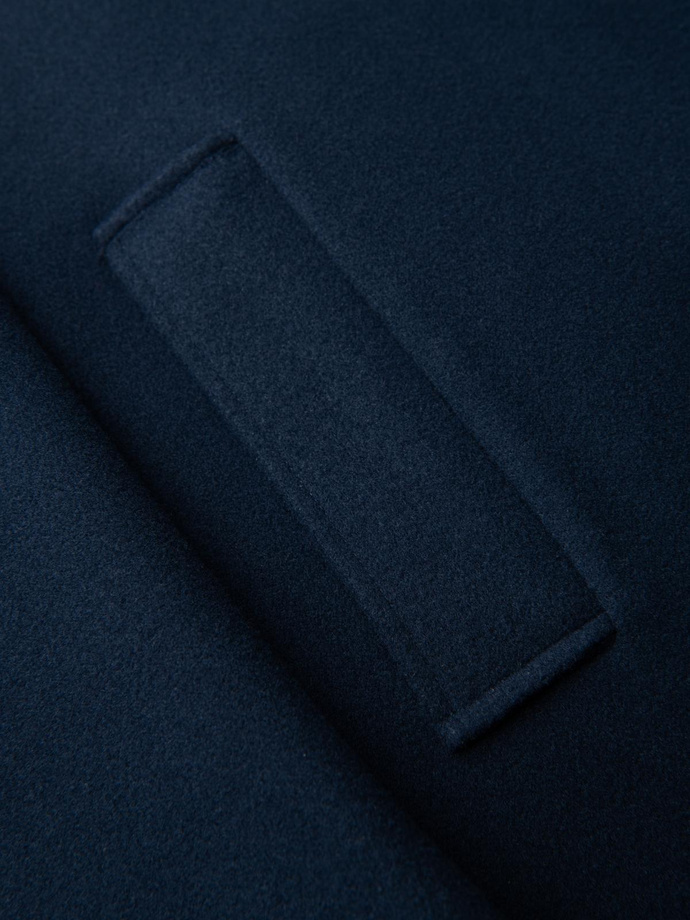 Men's long single-breasted coat with collar and undercoat - black V1 OM-COWC-0106